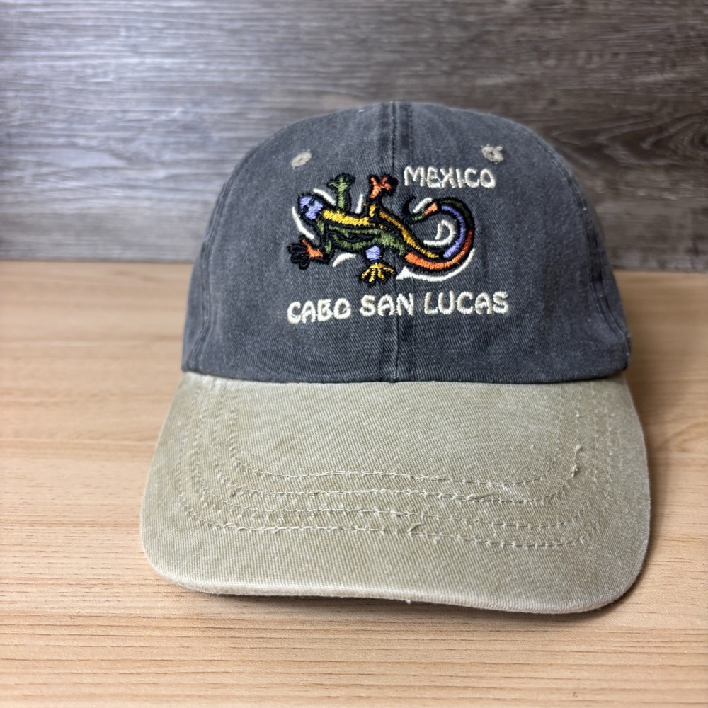 Mexico Hat Strap Back Gray Faded Baseball Cap Cabo San Lucas Adjustable
